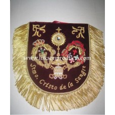 Hand embroidered band flags with golden fringe